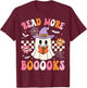 Groovy Booooks Ghost Read More Books Funny Teacher Halloween T-Shirt - T-Shirt | Maroon