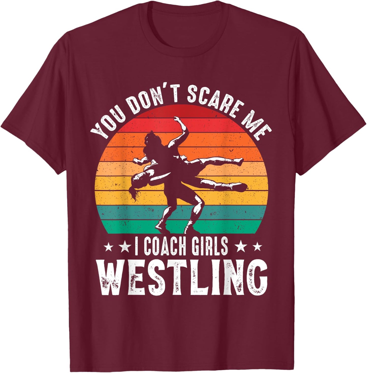 Girls Scholastic Wrestling Coach Folkstyle Wrestling Retro T-Shirt - T-Shirt | Maroon