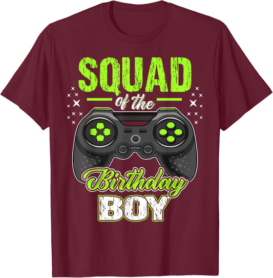 Squad of the Birthday Boy Matching Video Gamer Birthday T-Shirt - T-Shirt | Maroon