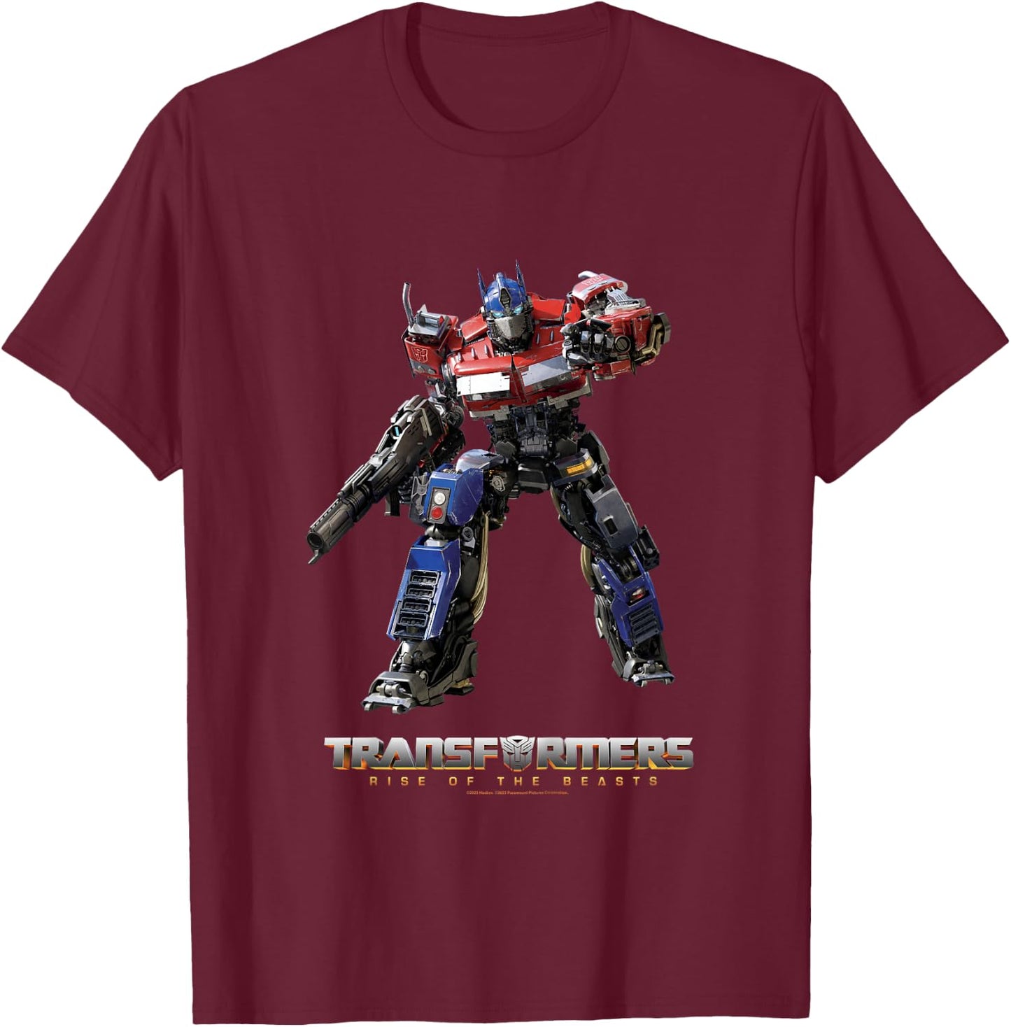 Transformers: Rise of the Beasts Optimus Prime Full Body T-Shirt - T-Shirt | Maroon