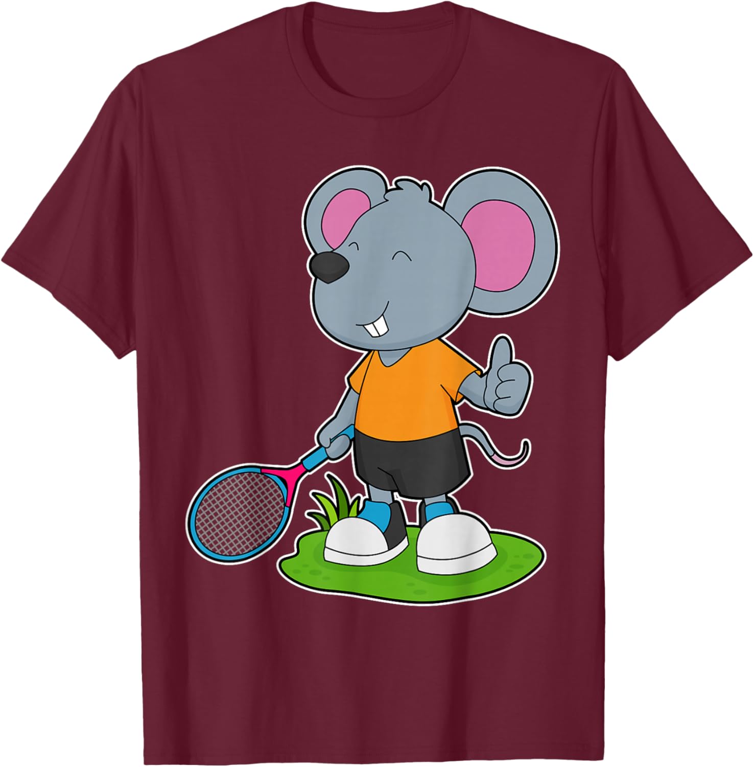 Mouse Tennis Tennis racket Sports T-Shirt - T-Shirt | Maroon