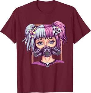 Steampunk Pastel Goth Girl Creepy Anime Cyber Punk Nu Goth T-Shirt - T-Shirt | Maroon