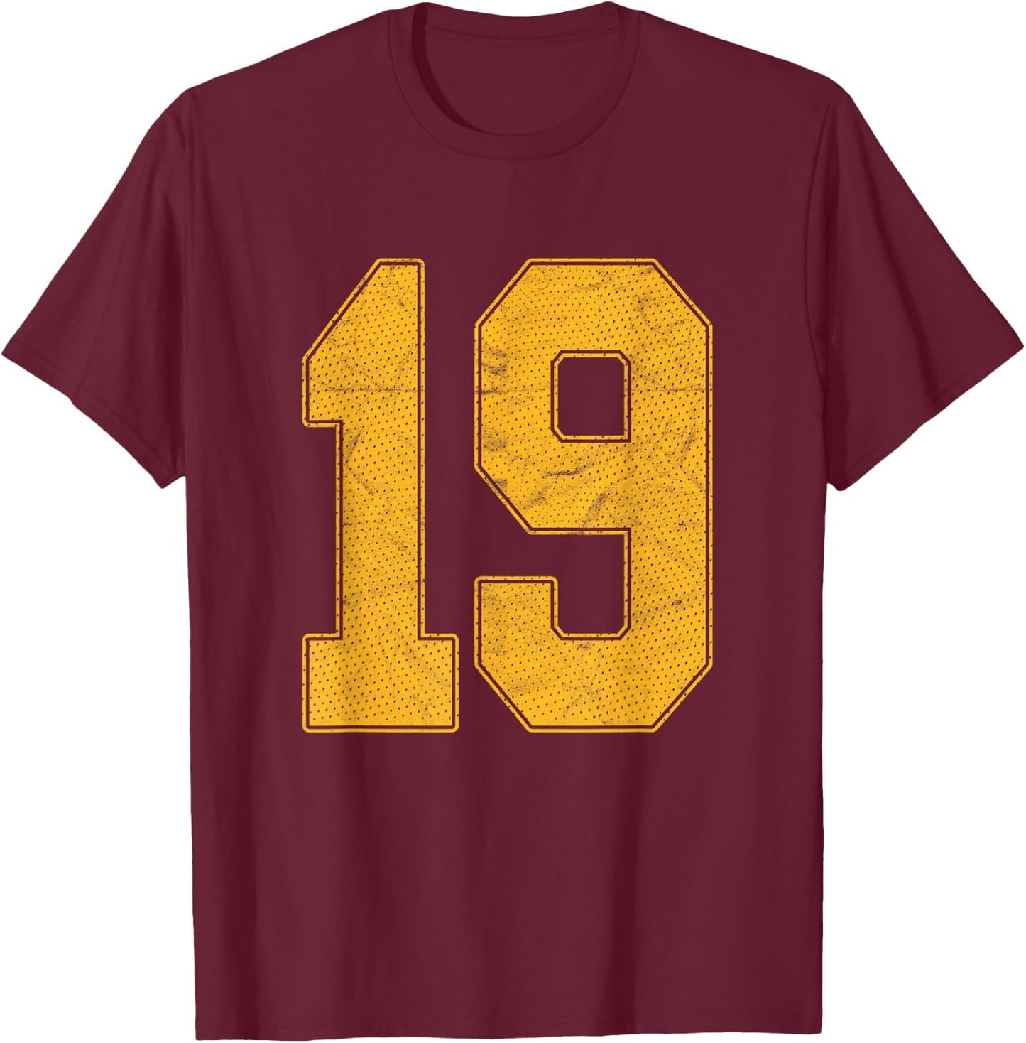 Number 19 Numbered Uniform Sports Team Jersey 19th Birthday T-Shirt - T-Shirt | Maroon
