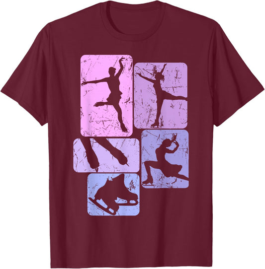 Figure Skating Figure Skater Ice Skates Girls Women T-Shirt - T-Shirt | Maroon