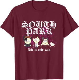 South Park Goth Kids Life is Only Pain T-Shirt - T-Shirt | Maroon