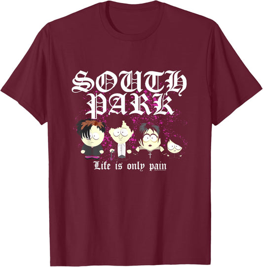 South Park Goth Kids Life is Only Pain T-Shirt - T-Shirt | Maroon