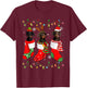Doberman Dog Christmas Socks Santa Hat Xmas Lights T-Shirt - T-Shirt | Maroon
