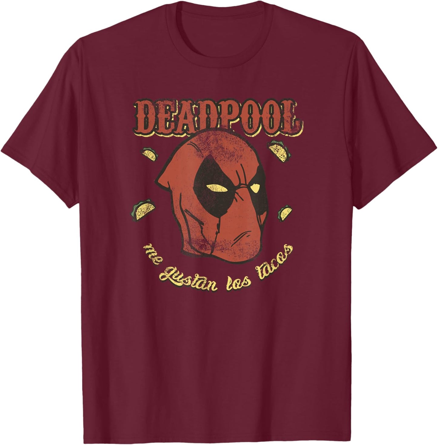 Marvel Comics Retro Classic Deadpool Me Gustan Los Tacos T-Shirt - T-Shirt | Maroon