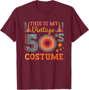 This Is My Vintage 50s Costume Outfit 1950s Theme T-Shirt - T-Shirt | Maroon