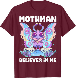 Pastel Goth Mothman Believes In Me Gothic Cryptid Wicca T-Shirt - T-Shirt | Maroon