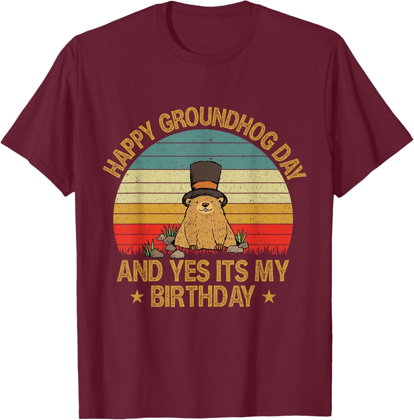 Happy Groundhog Day Lovers Costume Boys Girls Women Men T-Shirt - T-Shirt | Maroon