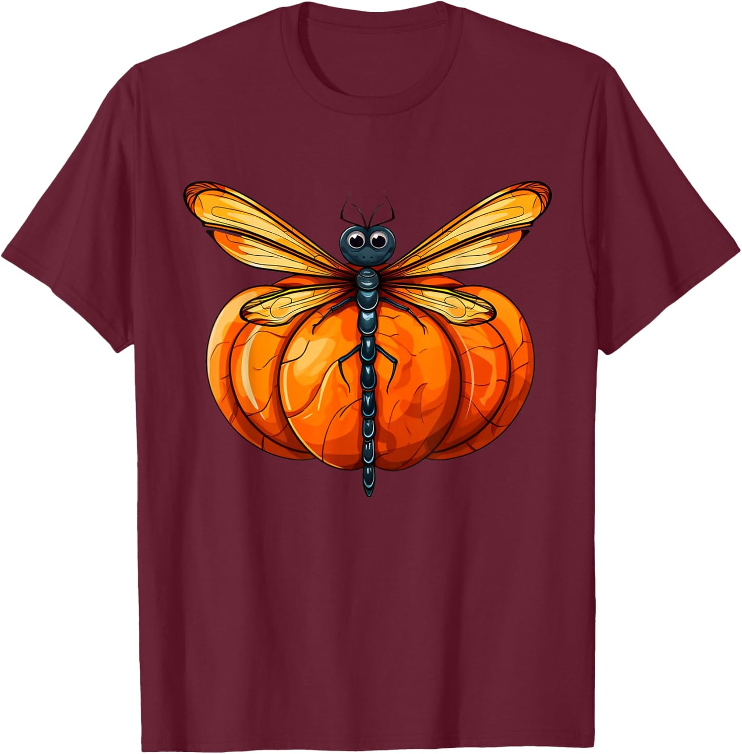 Vintage Dragonfly Pumpkin Lazy Halloween Party Costume Kids T-Shirt - T-Shirt | Maroon