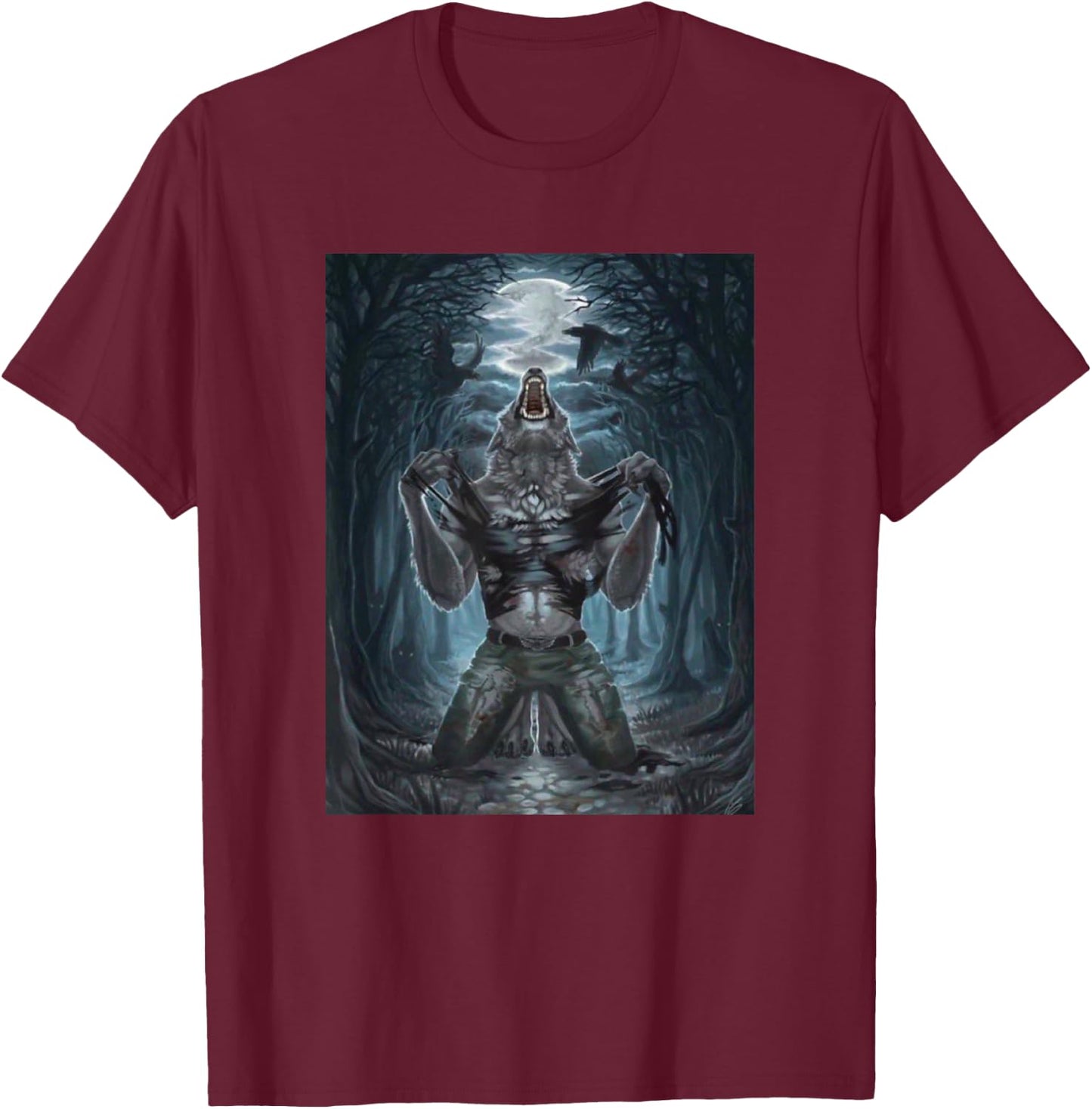 Werewolf Ripping Off Meme T-Shirt - T-Shirt | Maroon