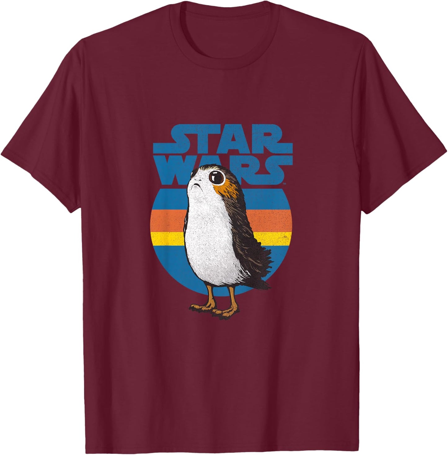 Kids Star Wars: The Last Jedi Vintage Seventies Porg Stripe T-Shirt - T-Shirt | Maroon