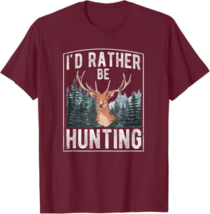 I'd Rather Be Hunting | Hunting T-Shirt - T-Shirt | Maroon