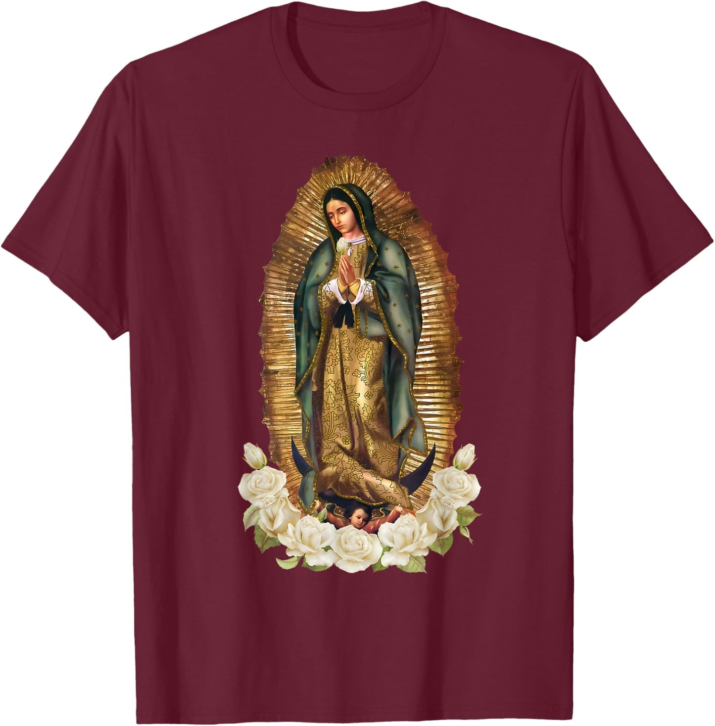 Our Lady of Guadalupe Virgin Mary Catholic Saint T-Shirt - T-Shirt | Maroon