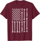 USA Flag Wrenches Car Auto Mechanic Garage Patriotic Men Dad T-Shirt - T-Shirt | Maroon