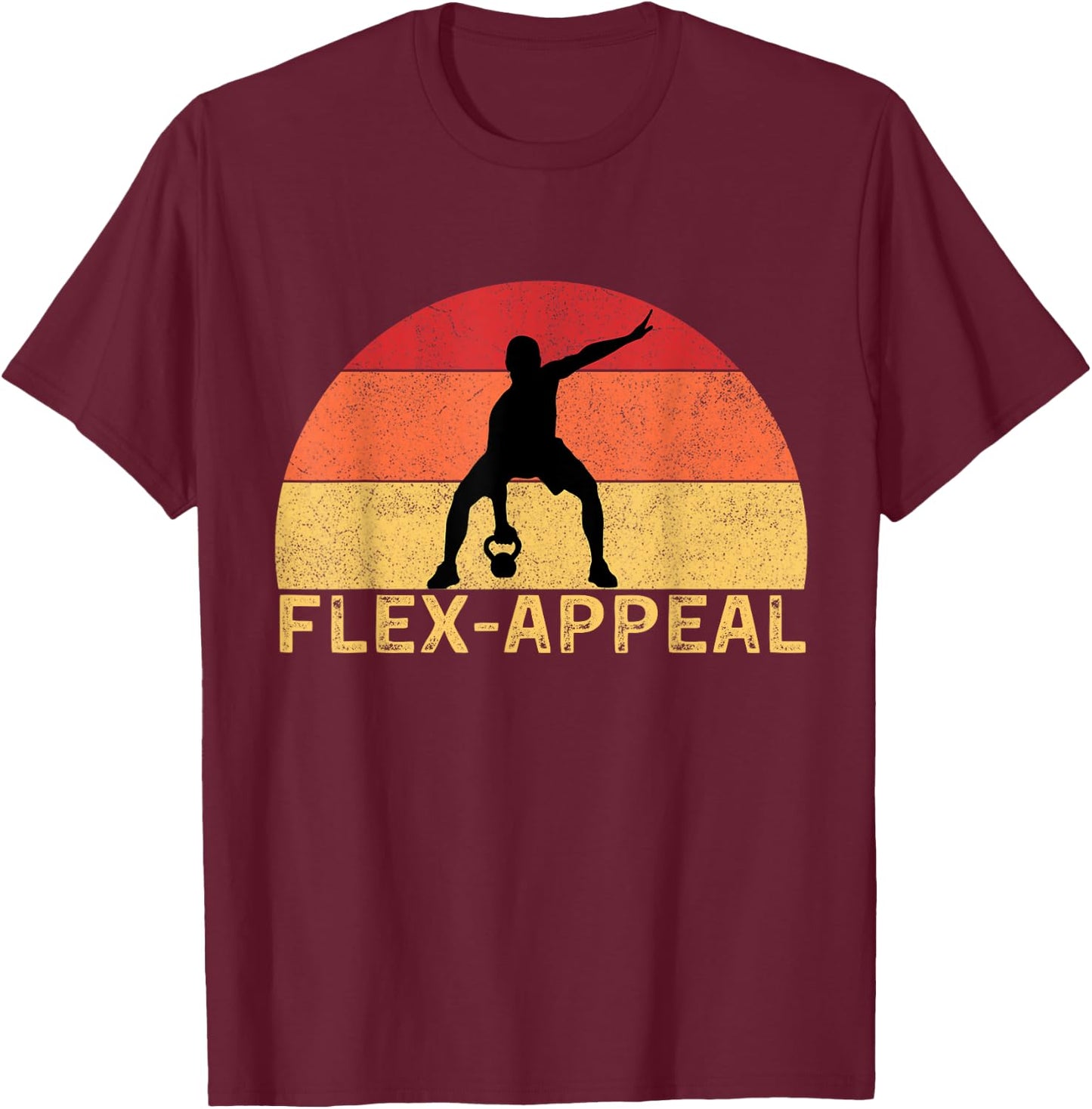 Flex-Appeal Gym Workout Half Retro Sunset Funny T-Shirt - T-Shirt | Maroon