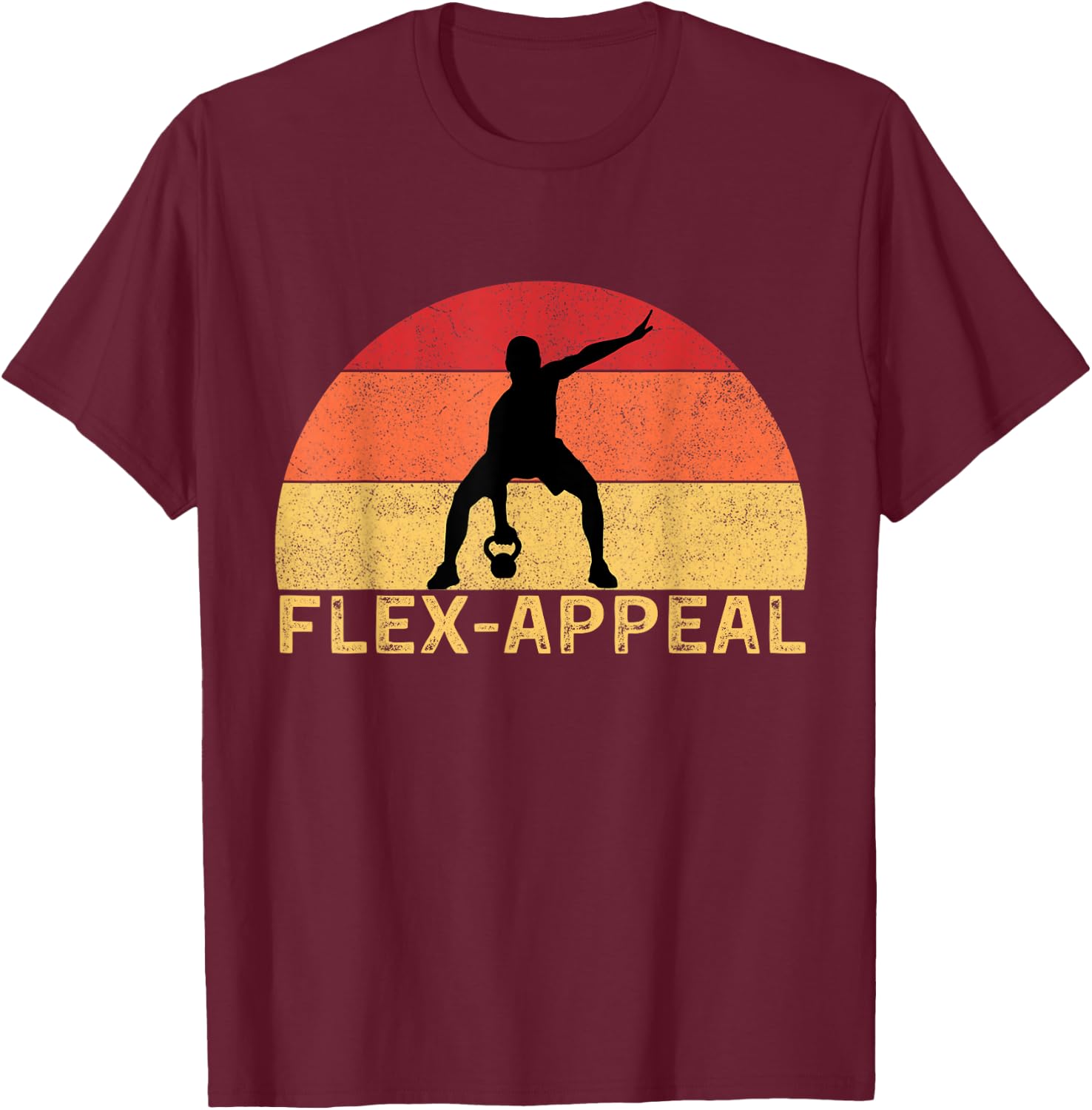 Flex-Appeal Gym Workout Half Retro Sunset Funny T-Shirt - T-Shirt | Maroon