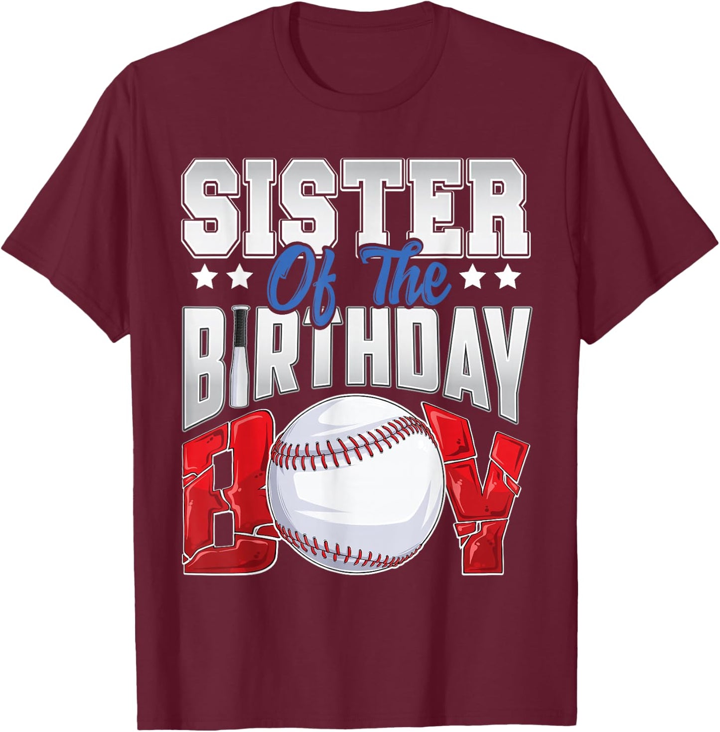 Sister Baseball birthday Boy Family Baller b-day Party T-Shirt - T-Shirt | Maroon
