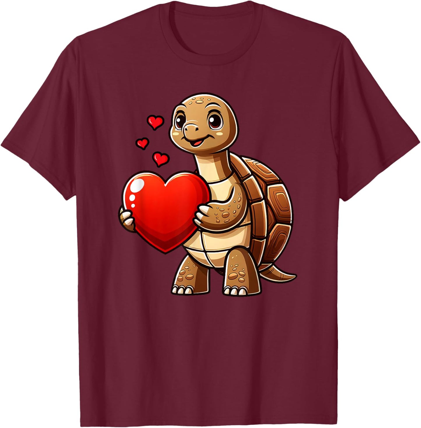 Sulcata Tortoise Turtle Valentines Heart Lover Funny Boys T-Shirt - T-Shirt | Maroon