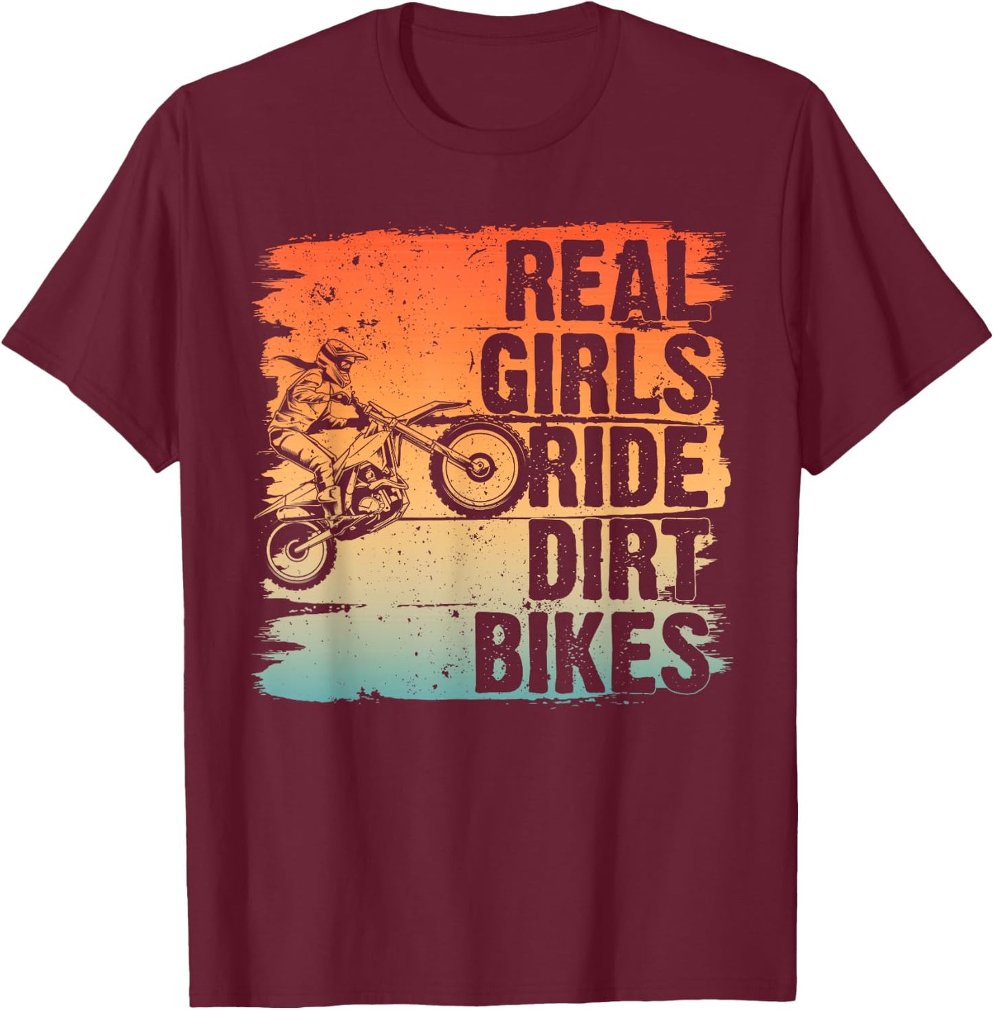 Cool Dirt Bike Girls Motocross Biker Racer Sport T-Shirt - T-Shirt | Maroon
