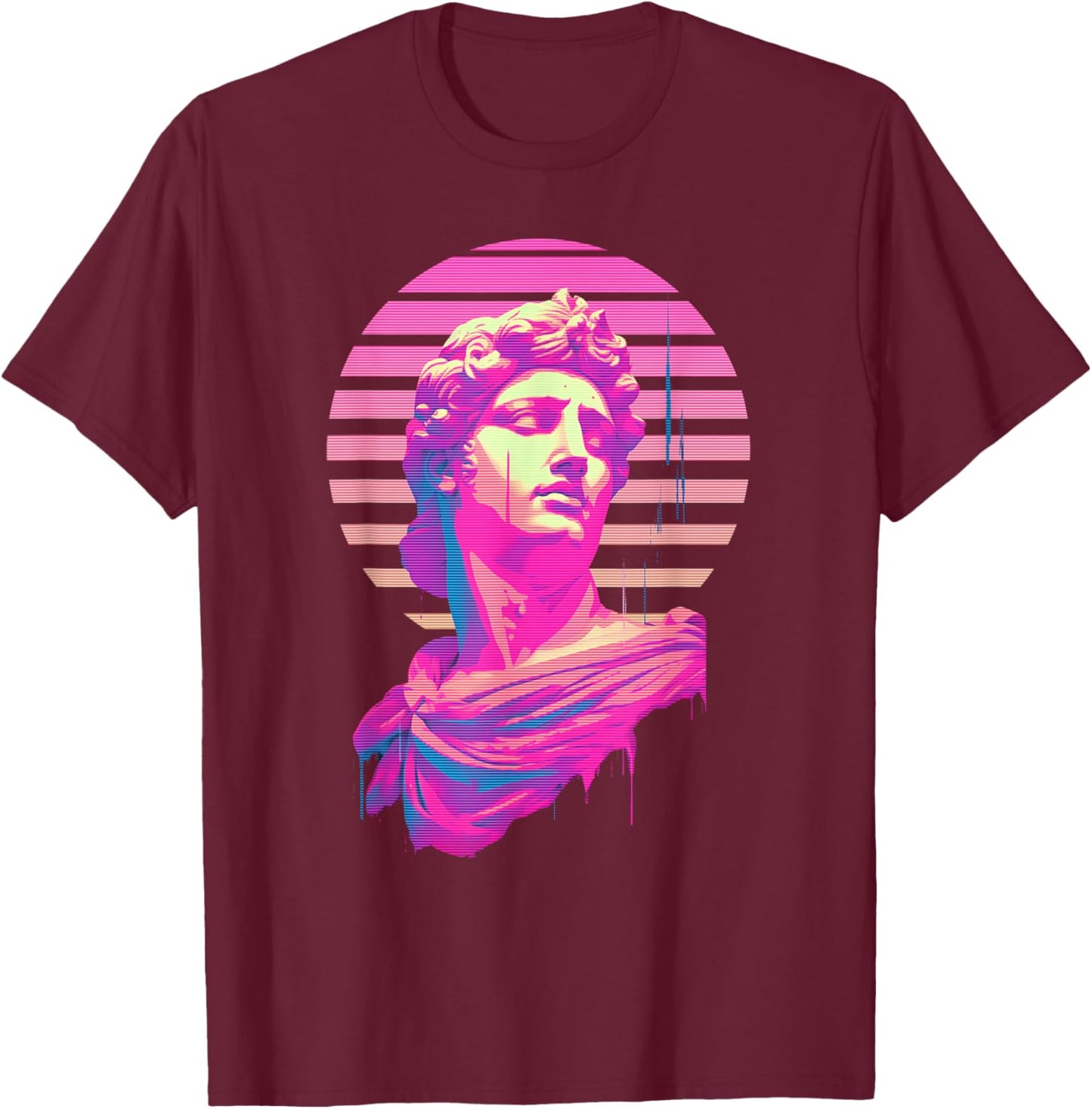 Apollo Vaporwave Aesthetic Greek God Retrowave Graphic T-Shirt - T-Shirt | Maroon