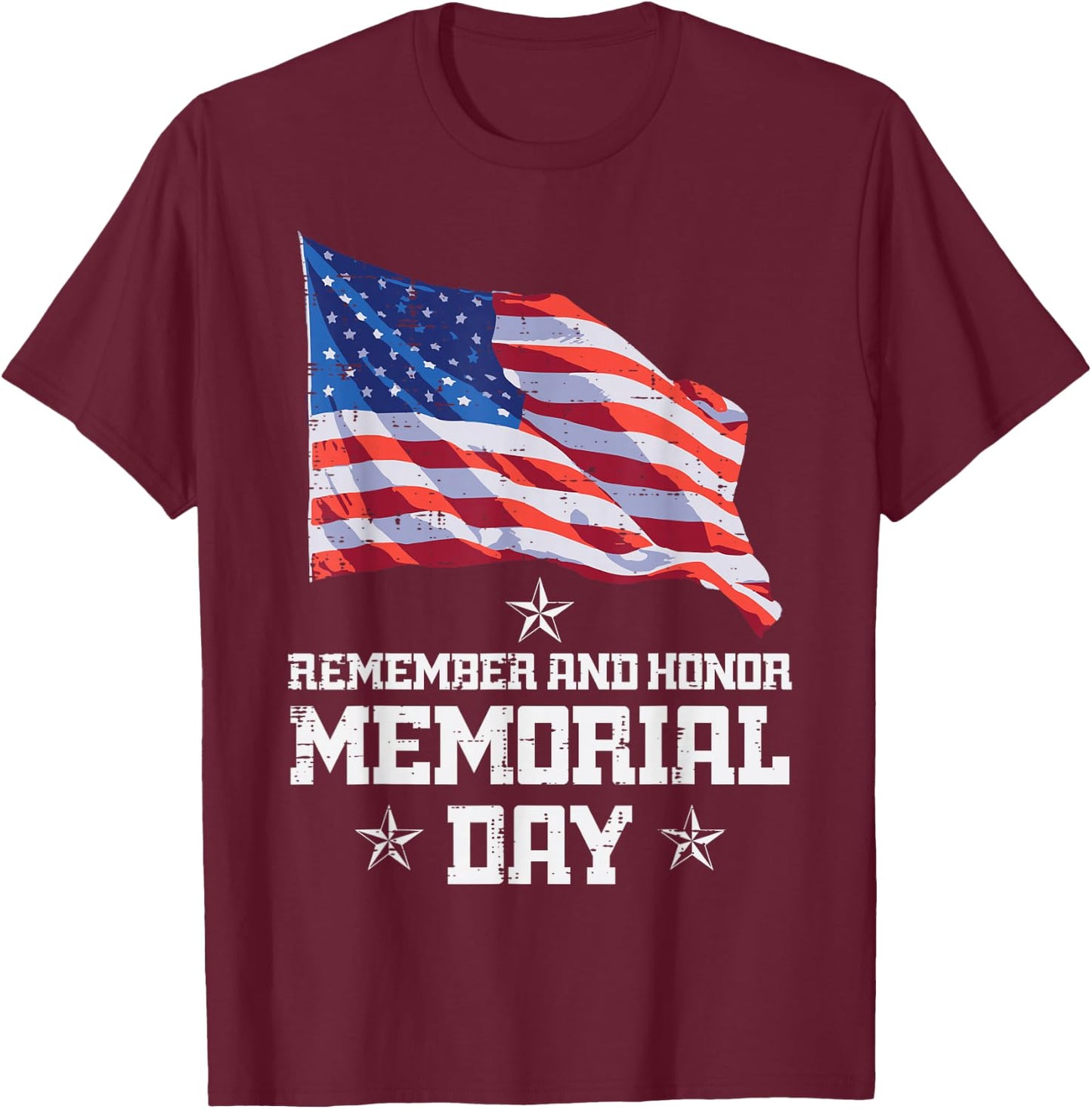 Memorial Day America Flag Remember Honor Men Women Kids Teen T-Shirt - T-Shirt | Maroon