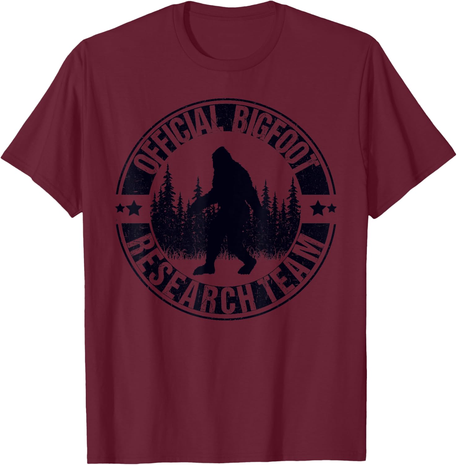 Bigfoot Research Team Sasquatch Search Bigfoot Silhouette T-Shirt - T-Shirt | Maroon