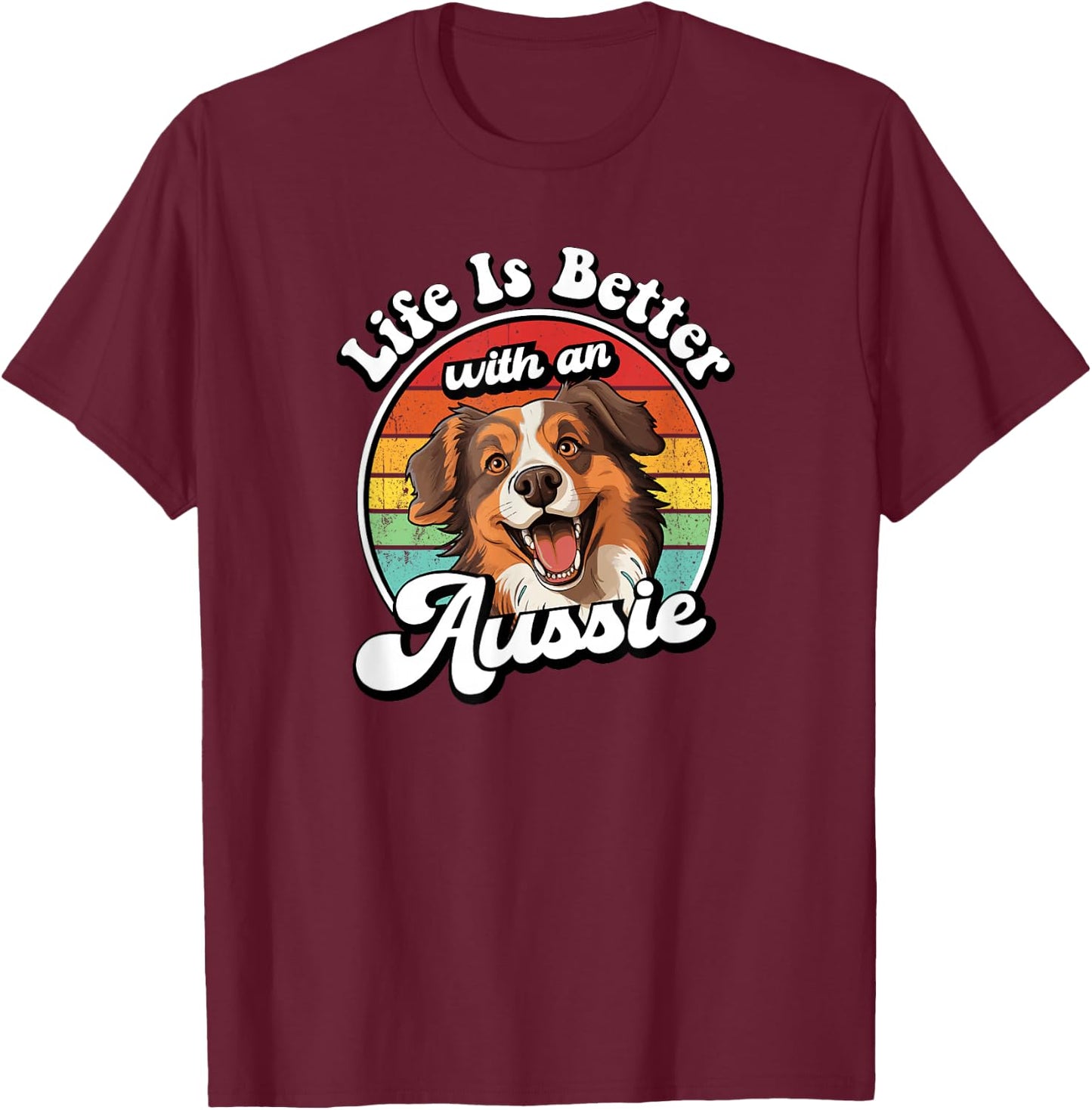 Retro Vintage Life Is Better Red Aussie Lover T-Shirt - T-Shirt | Maroon