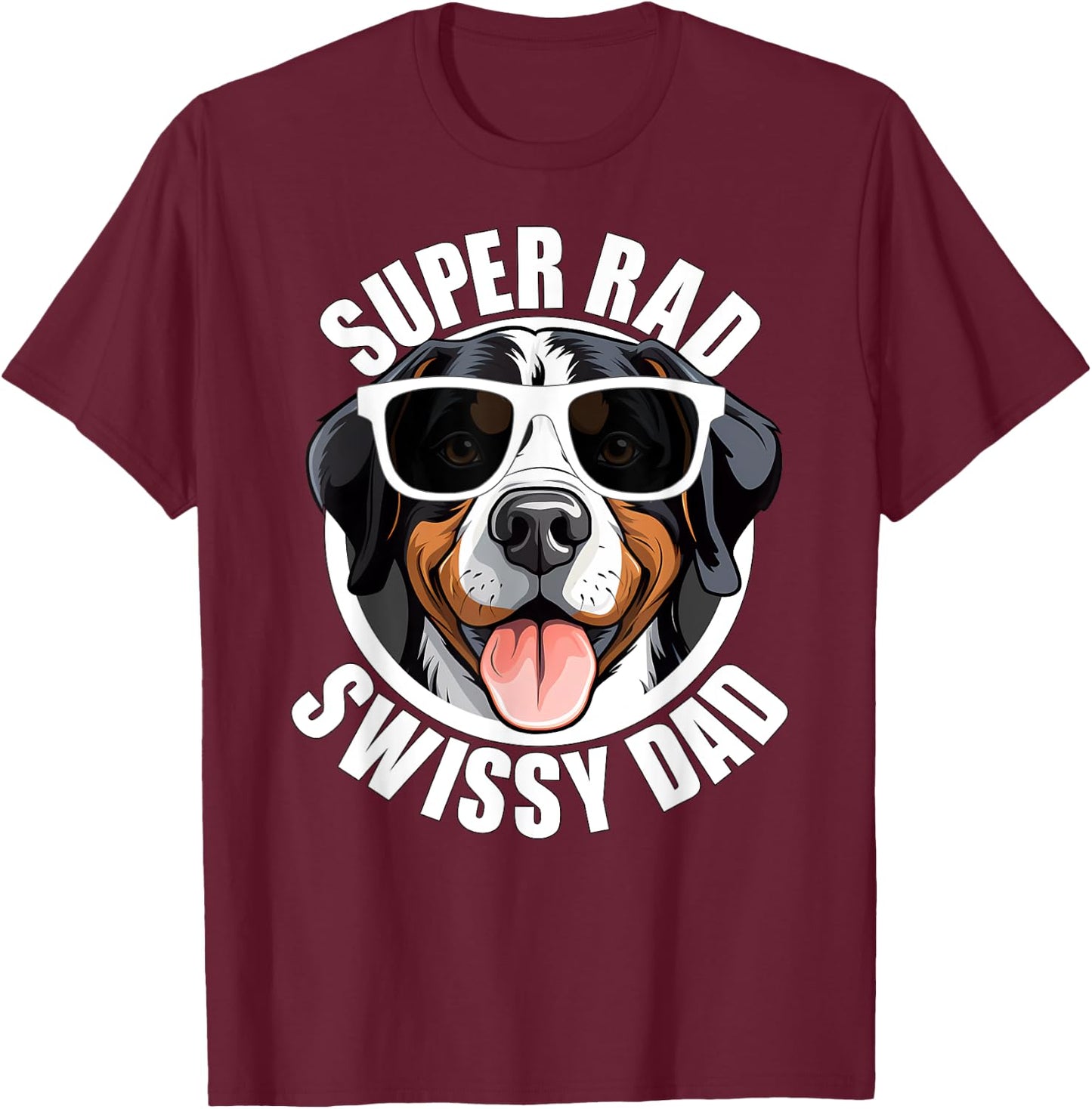 Greater Swiss Mountain Dog Swissy Dad Cute Puppy Father Men T-Shirt - T-Shirt | Maroon