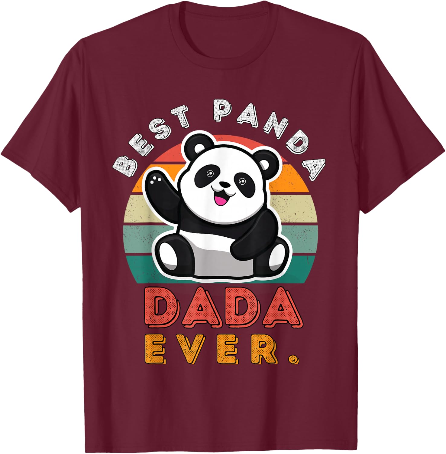 Best Panda Dada Ever Vintage Retro Sunset Kungfu Panda T-Shirt - T-Shirt | Maroon