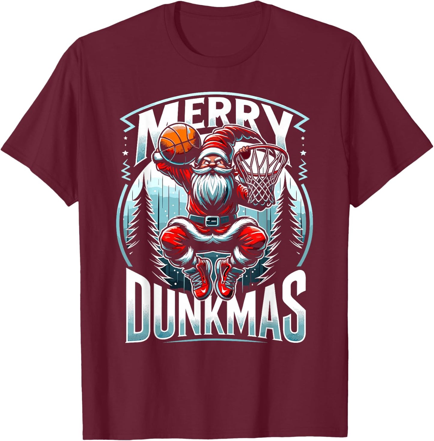 Basketball Gnome Merry Dunkmas, Christmas Basketball Player T-Shirt - T-Shirt | Maroon