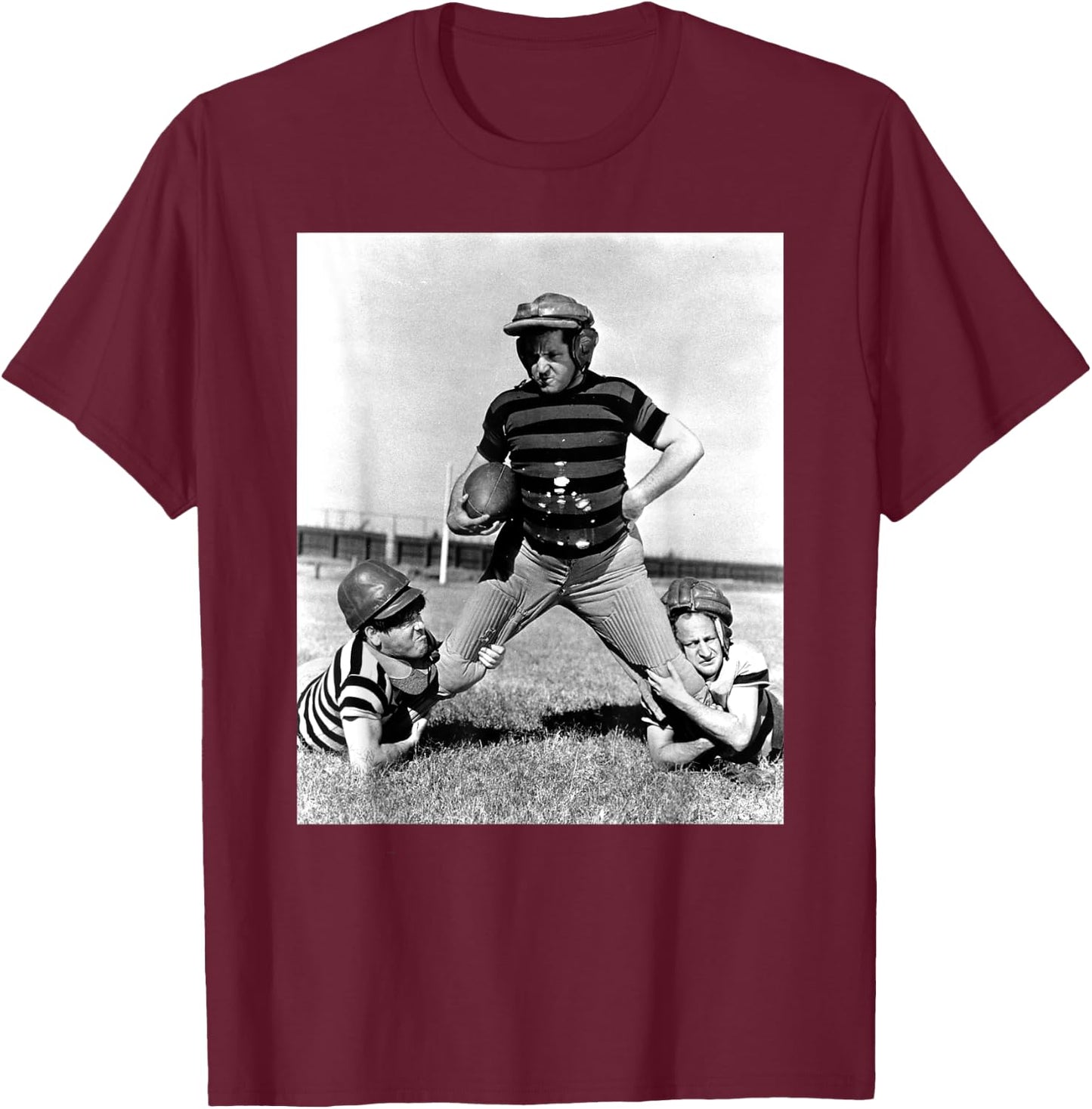 Three Stooges – Tackling Curly T-Shirt - T-Shirt | Maroon