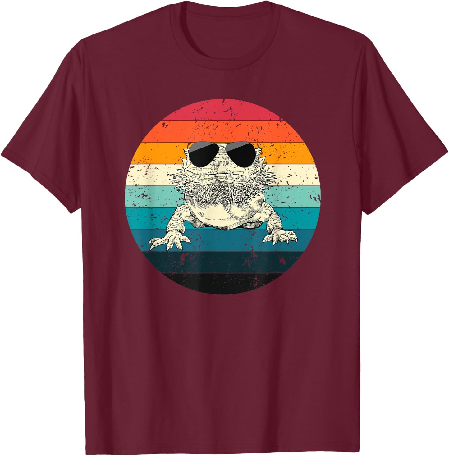 Retro Vintage Bearded Dragon Sunglasses Reptile Animal Lover T-Shirt - T-Shirt | Maroon