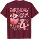 4th Birthday Girls Flamingo 4 Years Old Tropical Flamingo T-Shirt - T-Shirt | Maroon