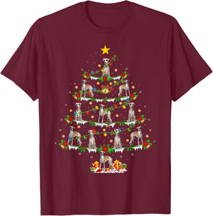 Holiday Xmas Lighting Santa Whippet Dog Christmas Tree T-Shirt - T-Shirt | Maroon