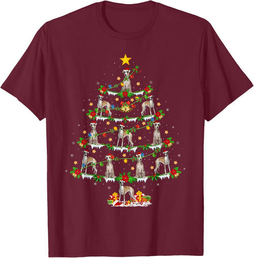 Holiday Xmas Lighting Santa Whippet Dog Christmas Tree
