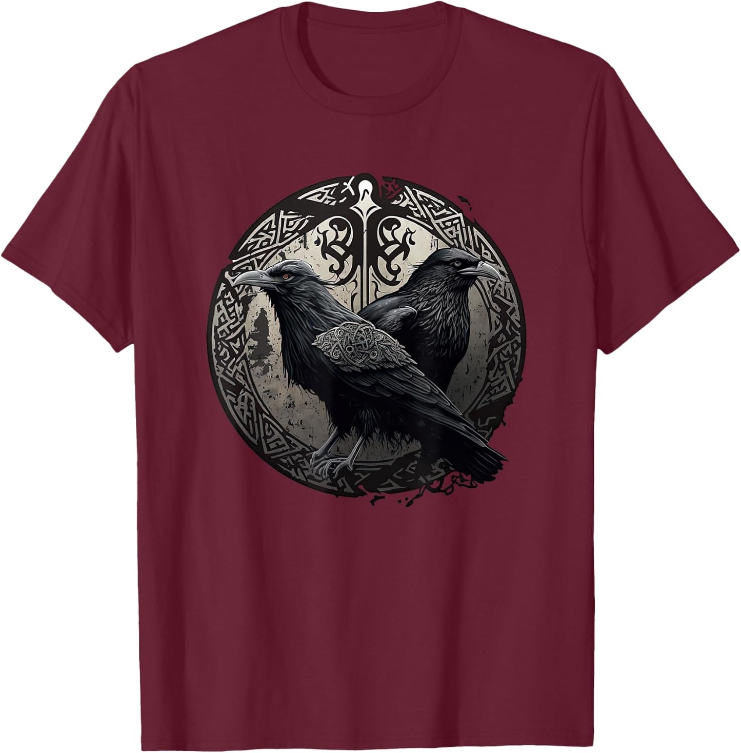 Huginn and Muninn Ravens Norse Mythology Viking Symbols T-Shirt - T-Shirt | Maroon