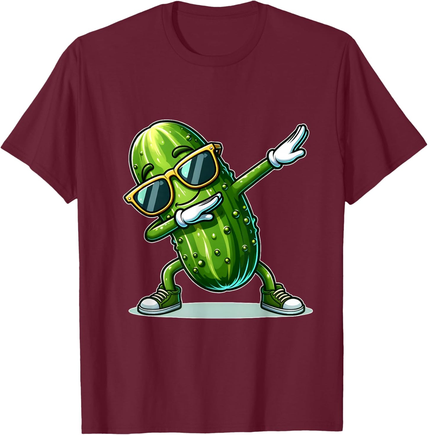 Dabbing Pickle Cucumber Funny Pickle T-Shirt - T-Shirt | Maroon
