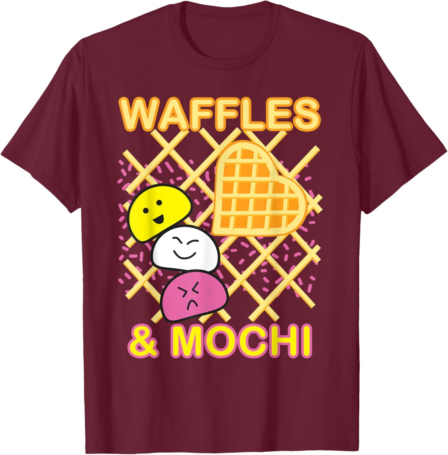 MOCHI and WAFFLES Cute Kawaii Japanese Ice cream Retro 90s Men Women Kids T-Shirt - T-Shirt | Maroon