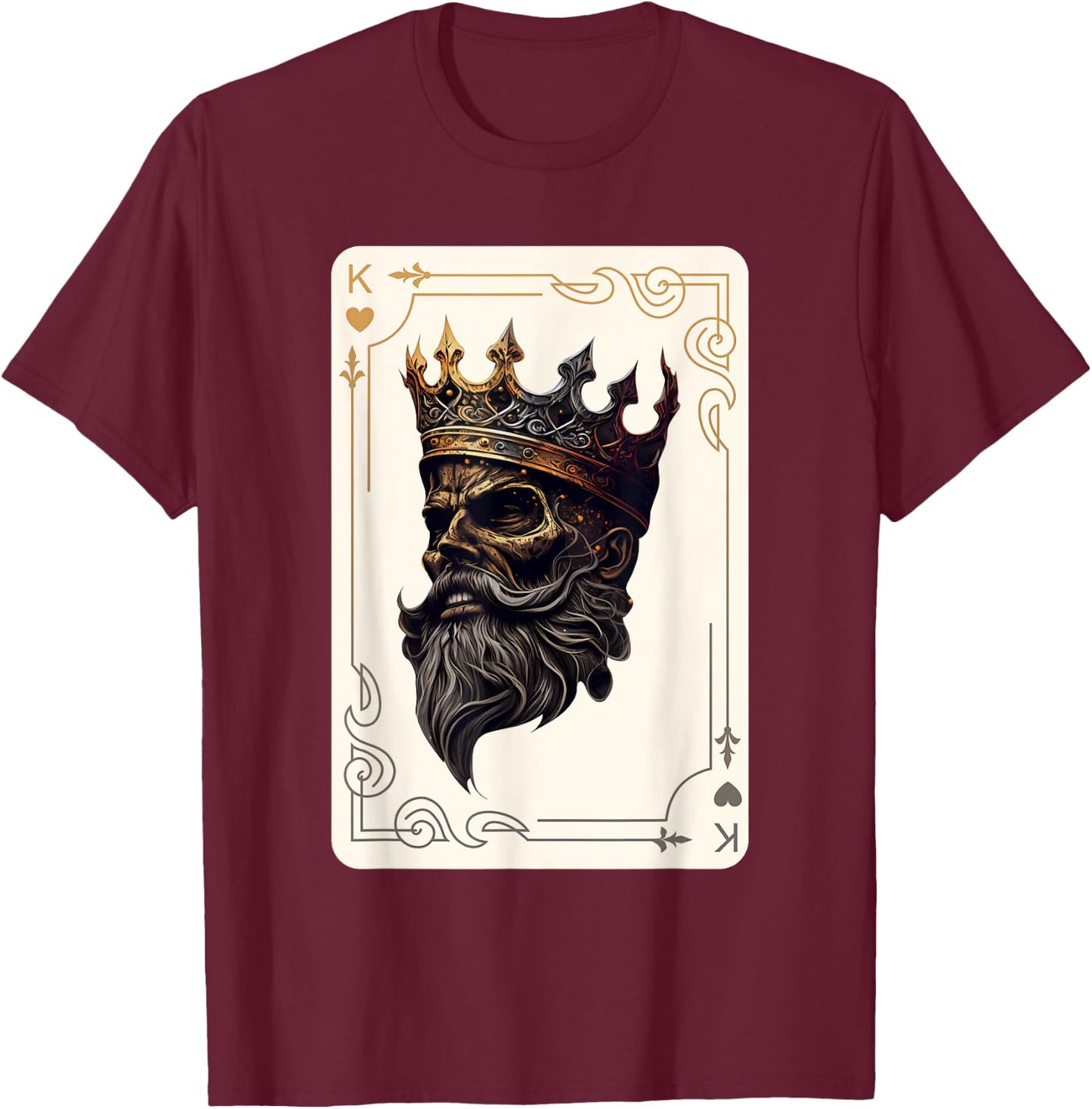 King of Hearts Creepy Card Game Poker Gothic Halloween T-Shirt - T-Shirt | Maroon