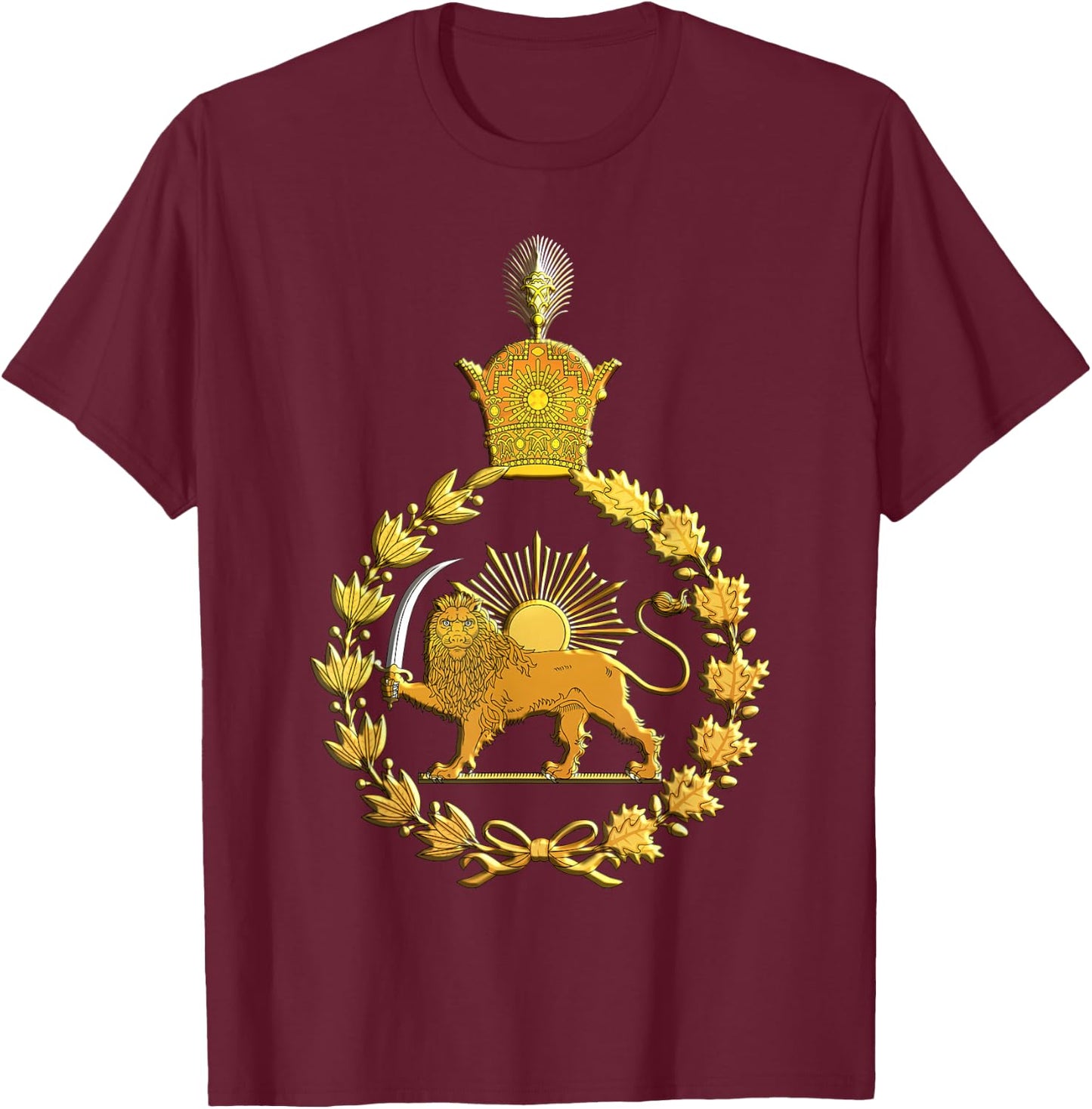 Iran Lion and Sun Pahlavi Dynasty Shir o Khorshid T-Shirt - T-Shirt | Maroon