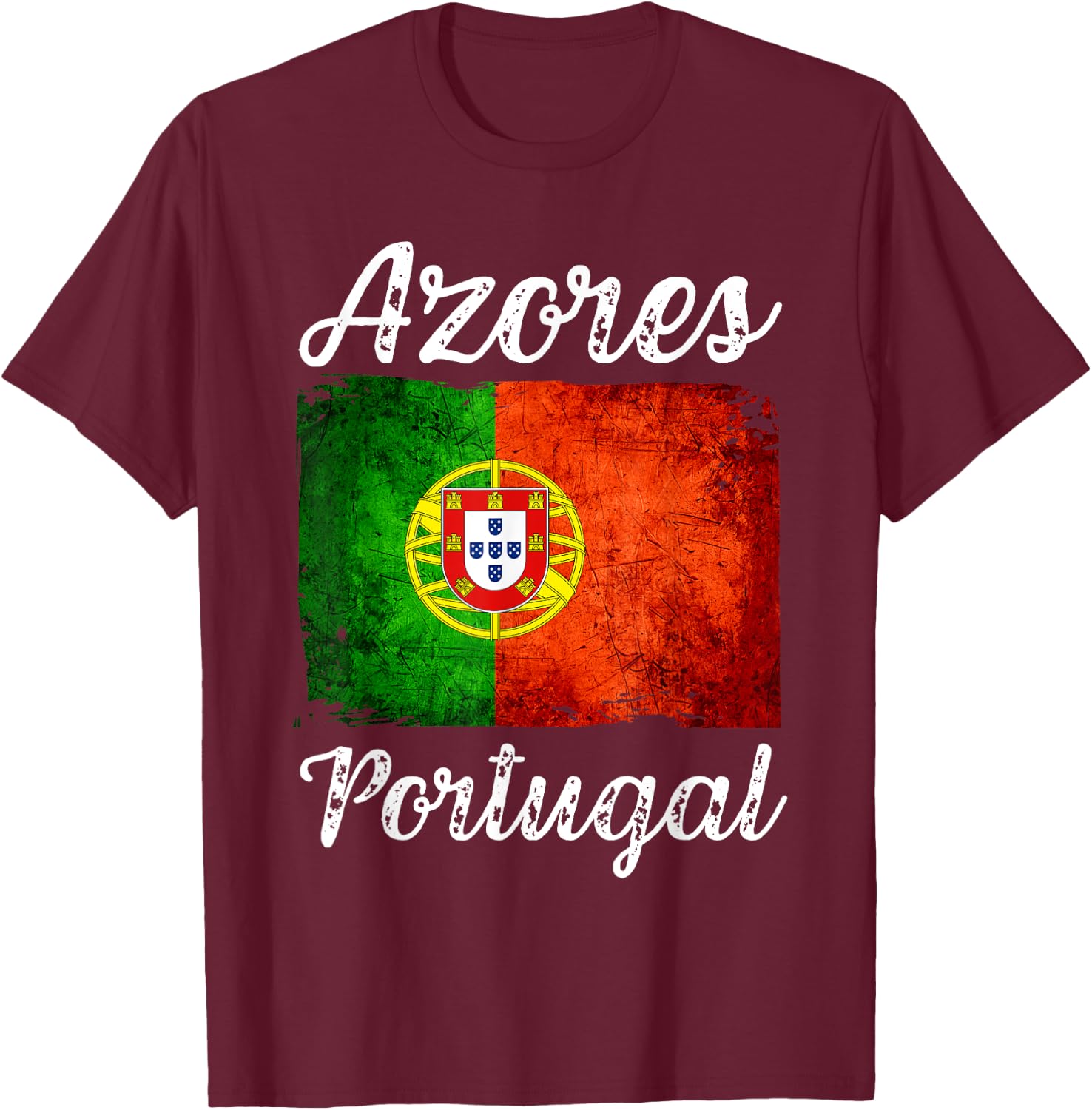 Azores Portuguese Flag Patriotic Azores Souvenirs T-Shirt - T-Shirt | Maroon