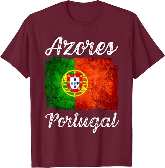 Azores Portuguese Flag Patriotic Azores Souvenirs T-Shirt - T-Shirt | Maroon