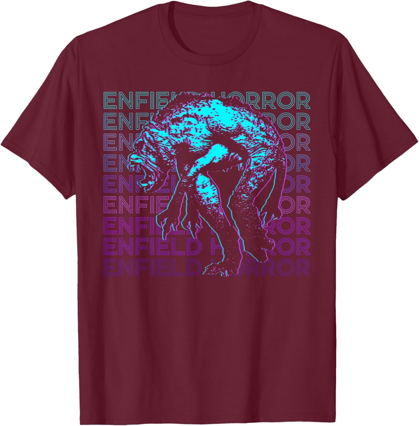 Enfield Horror Cryptid Retro T-Shirt - T-Shirt | Maroon