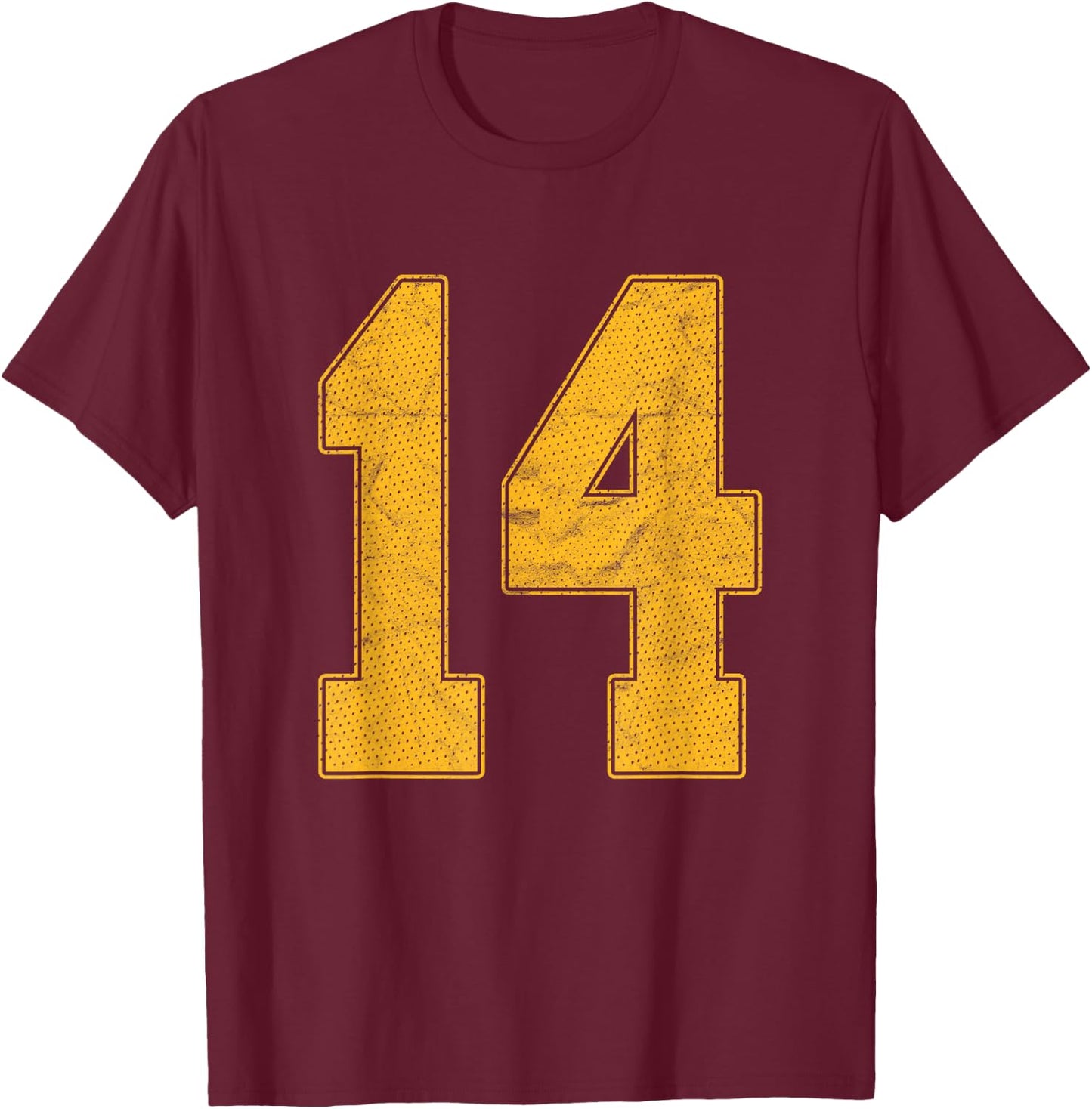 Number 14 Numbered Uniform Sports Team Jersey 14th Birthday T-Shirt - T-Shirt | Maroon