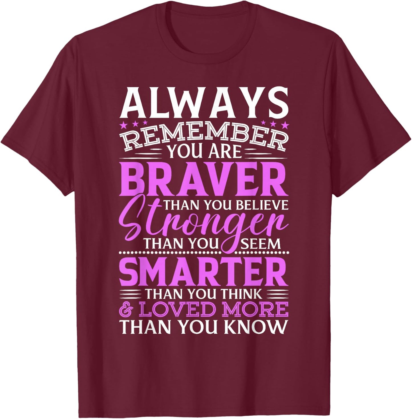Always Remember You Are Braver Than You Think Stronger T-Shirt - T-Shirt | Maroon
