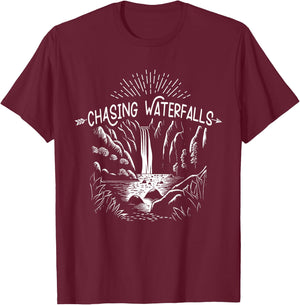 Hiking Chasing Waterfall Hikers Nature Lover T-Shirt - T-Shirt | Maroon