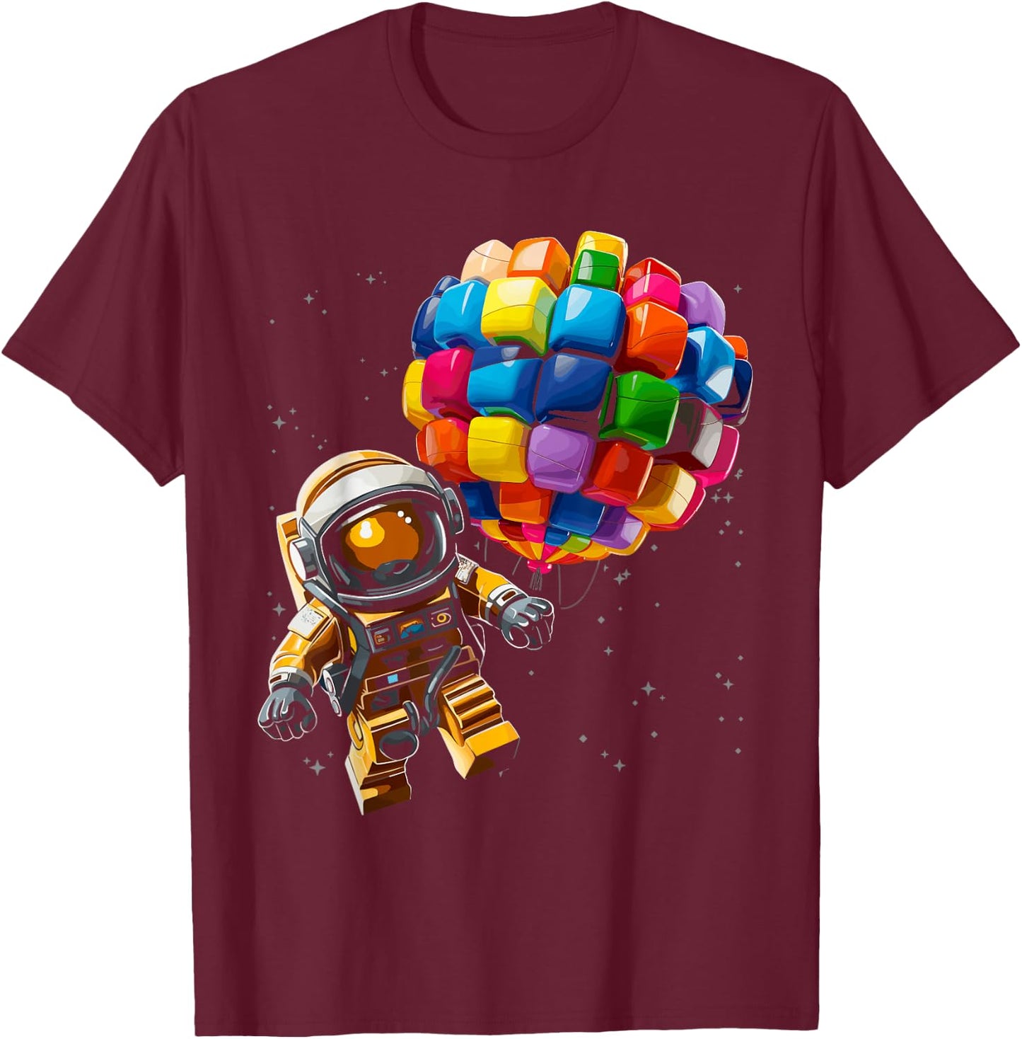 Master Builder Bricks Blocks Play Toys Astronaut T-Shirt - T-Shirt | Maroon